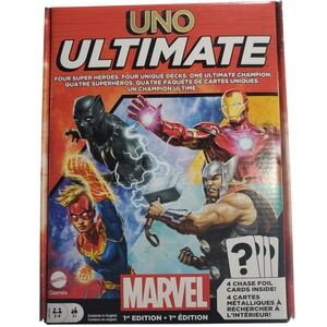 New Open Box UNO Ultimate Marvel 1st Edition Card Game Sealed Foil Pack Mattel